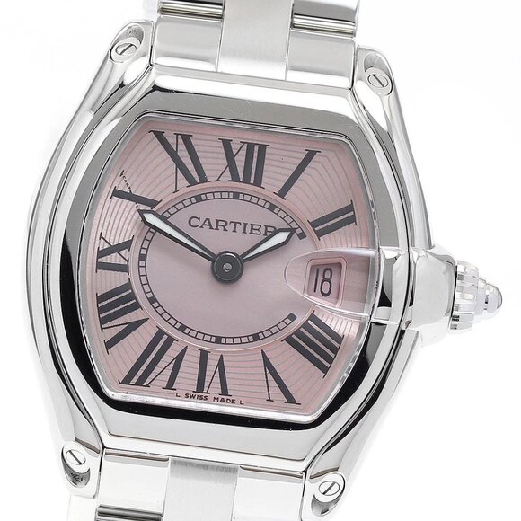 CARTIER Roadster SM Date pink Dial Quartz Ladies Watch